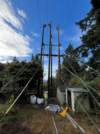Equipment set on a prepared foundation by crane